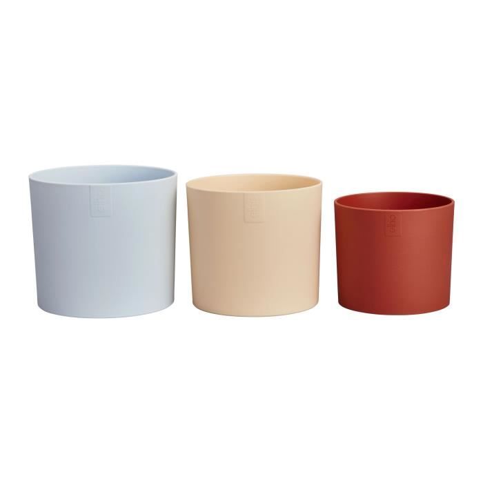 Lot de pots de fleurs - LEX POTT - Plastique - Bleu Rose Orange - 14x13 8xH12cm - 100% récyclé - ELHO