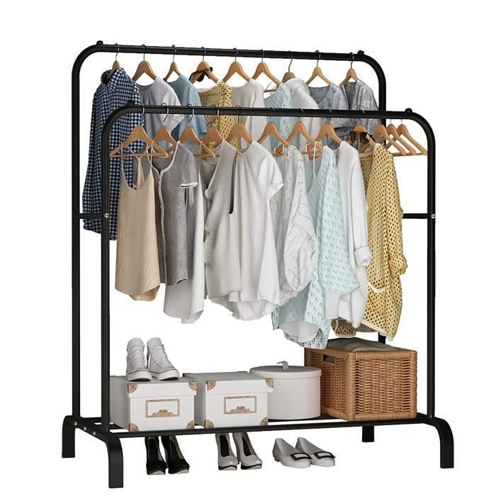 Penderie Double Barres Porte-vêtements Double Pôle, Etagère De Séchage Pour  Vêtements De Chambre À Coucher Portemanteau, Porte-Manteau Barre Double