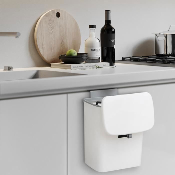 Poubelle de cuisine pliable en plastique blanc Homewell - 29 5*16*26 cm