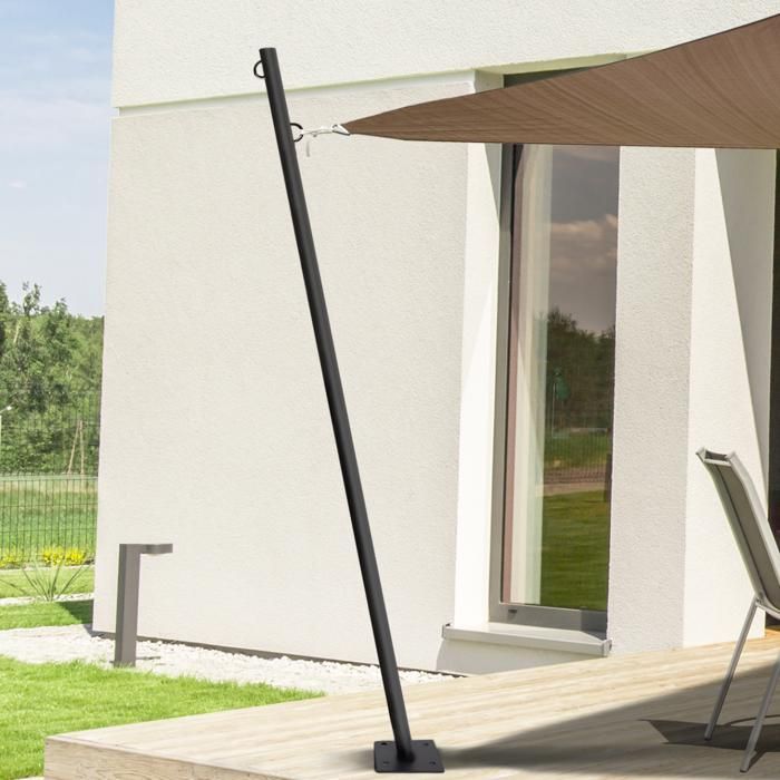 ID MARKET - Mât de fixation pour voile d'ombrage H. 220 cm x Ø 32 mm