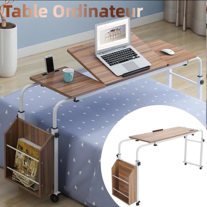 KIMISS Table d'étude pliable multifonctionnelle réglable au-dessus du lit  (couleur chêne)-MAD - Cdiscount Maison