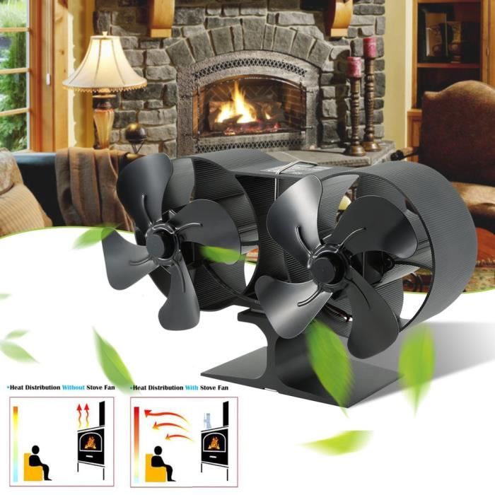 Hot Air Furnace Fan Fireplace Fan Dual Motor 8 Blade Hot Blast