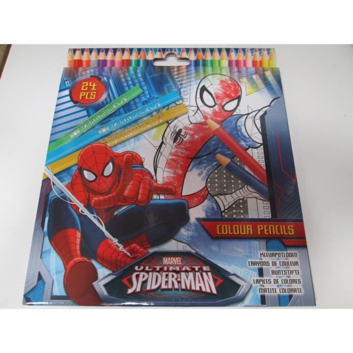 Pochette De 24 Crayons De Couleur 24 Pieces Spiderman Cdiscount Beaux Arts Et Loisirs Creatifs