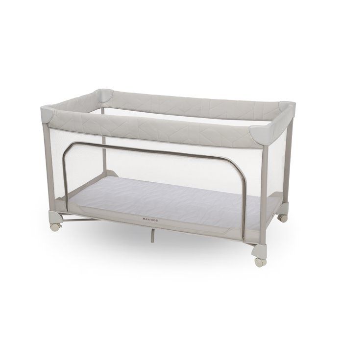 MAXI-COSI Merlin Lit bébé Lit parapluie Pliage à une main en une seconde 4 roues accès lateral 0-4 ans(18kg) Elegance beige