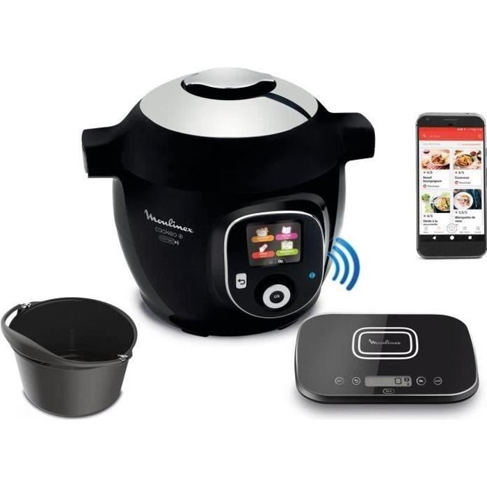 Moulinex Ce Multicuiseur Intelligent Cookeo Connect Avec Balance Et Moule De Cuisson Inclus 6l 0 Recettes 1600w Noir Cdiscount Electromenager