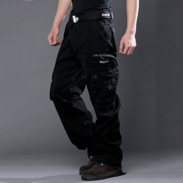 Pantalon Cargo Homme Noir Coton Pantalon Cargo Pour Homme Noir Kaki Vert Armee Noir Cdiscount Pret A Porter