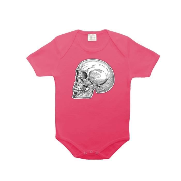 Body Bebe 100 Coton Tete De Mort 2 Rose 18 23 Mois Rose Cdiscount Pret A Porter
