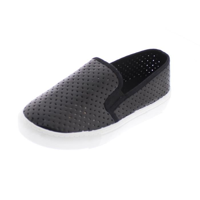 slip on plateforme noir