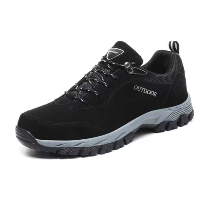 LEOCLOTHO Basket HommeTaille 39-48 Chaussure Homme AntidérapantSneakers Homme Basses de Randonnée Trekking Outdoor Fitness-Noir