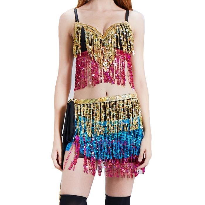 Costume Danse Du Ventre 2 Pièces - Jupe Et Haut Marron - Taille Unique - Neuf