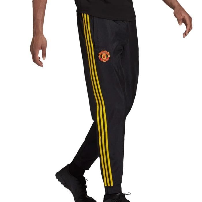 Pantalon d'entraînement Manchester United Adidas 2021/2022 - Noir/Jaune - Coupe fuselée - Homme