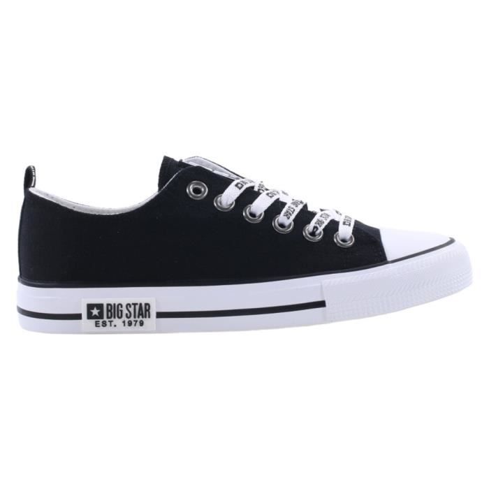 BIG STAR Chaussures Femme BIG STAR KK274102 Noir - Dessus Synthétique - Talon Plat - Lacets