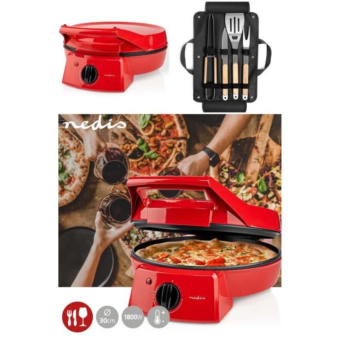 four a pizza rouge et tartes avec grill plancha revetement