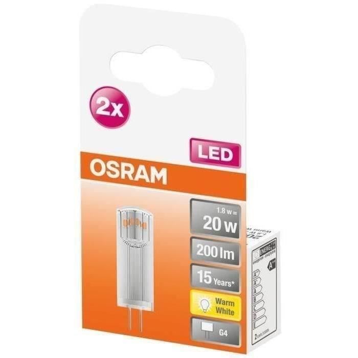 OSRAM - Boite de 2 LED capsule clair 1.8W G4 200lm 2700K chaud