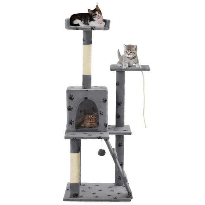 Luxueux Magnifique Arbre A Chat Meubles Pour Chats Avec Griffoirs En Sisal 1cm Gris Motif De Pattes Achat Vente Arbre A Chat Luxueux Magnifique Arbre A Cdiscount