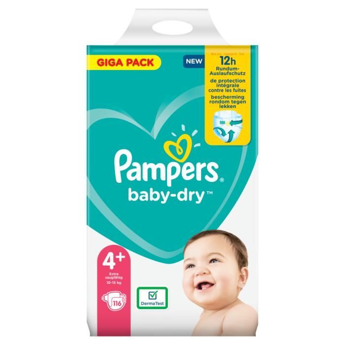 PAMPERS Taille Baby-Dry Couches 4 à 12 Heures pour Protection 9-14 kg 108 Unité 