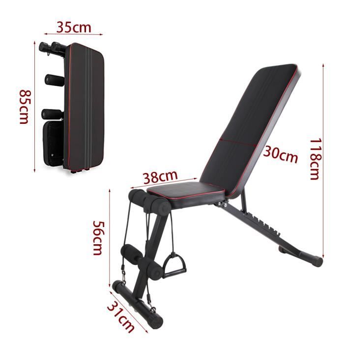 Banc De Musculation Réglable YOLEO – 7 Positions, 300 Lbs Max, Avec élastiques, Pliable – Idéal Pour Maison !