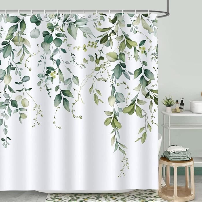 Imperméable Anti-moisissure Rideau Douche Aitsite 180x180cm - Polyester Avec 12 Crochets Anti Moisissure Polyester