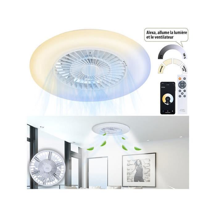 Plafonnier LED CCT connecté avec ventilateur VT-960.led avec commandes vocales - Sichler Haushaltsgerate