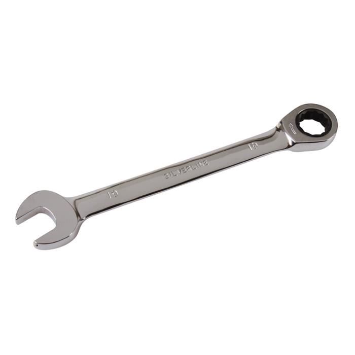 Silverline Clé mixte à cliquet - 19 mm - Acier allié 40Cr poli - A fourche