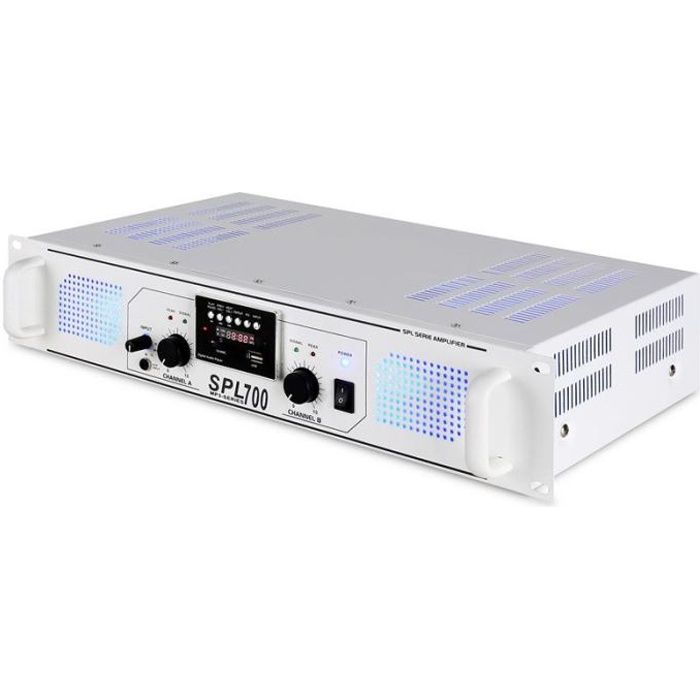 2X 1000 Watts Amplificateur professionnel Bluetooth id/éal entreprises Skytec SPL2000BTMP3 technologie sans fil Bluetooth USB et carte SD fonction MP3 concerts restaurants