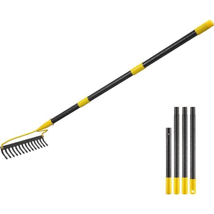 Râteau De Jardin En éventail 14 Dents - Manche Long, Portable Pour Pelouse, Gravier, Camping - 5
