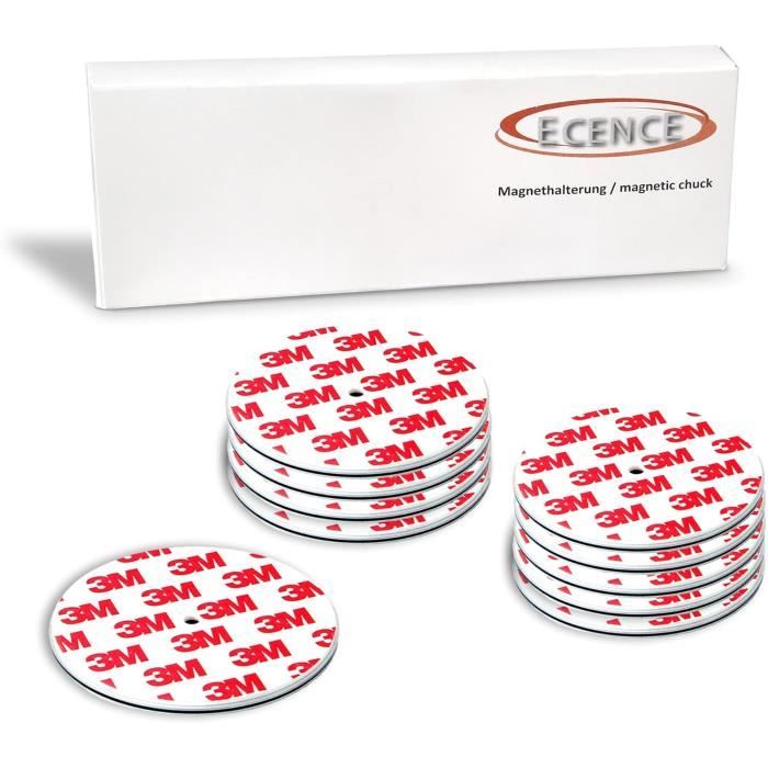 ECENCE 10x Fixation pour détecteur de fumée Aimant Support magnétique Plaquette aimantée Alarme