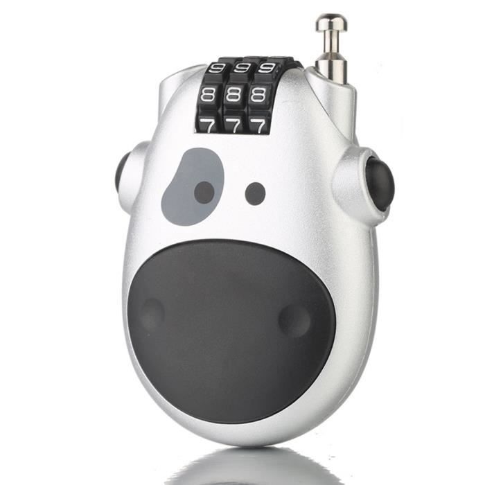 Serrure à Code Rétractable Câble Acier - Pour Casque Moto, Bagage, Vélo - Noire, Réglable - Neuf