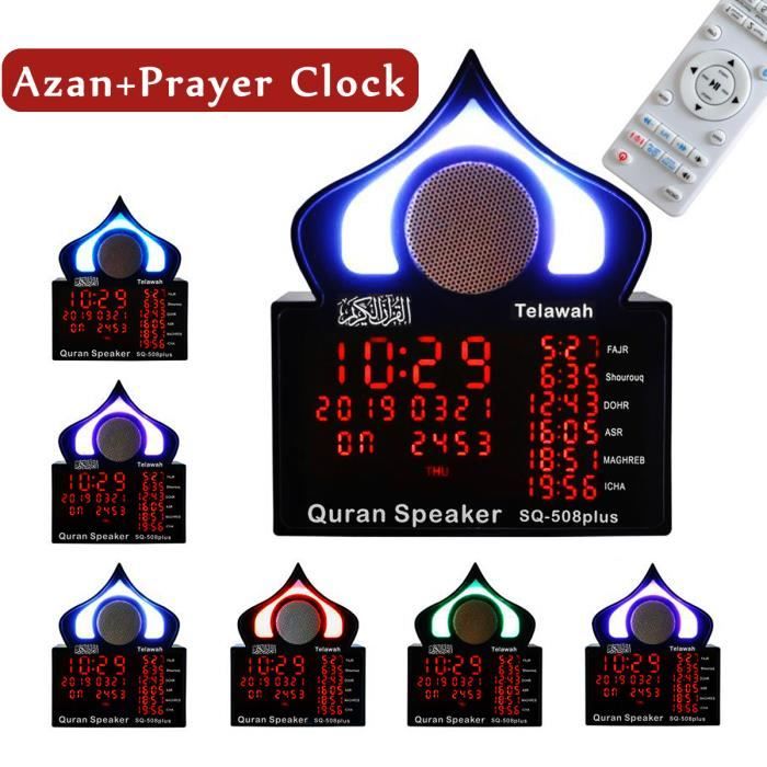 Horloge De Prière Musulmane Azan - Alarme Pour Les 5 Prières - Affichage Numérique Avec Lumière - Sans Tic-tac