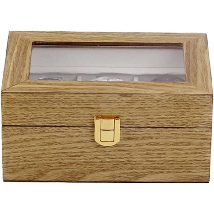 Écrin à Montres ProCase 6 Emplacements - Serrure à Clé, Protection Anti-poussière Et Rayures, En PU Cuir Noir