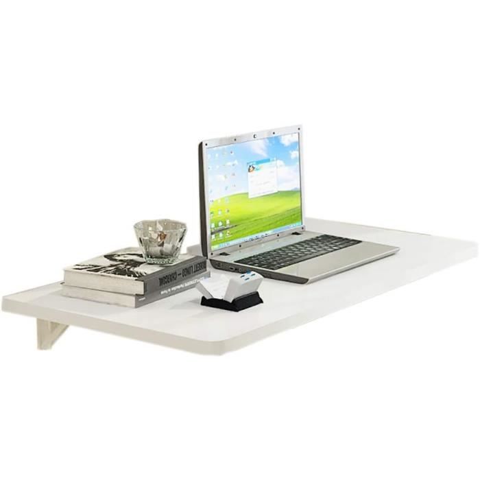 HOMCOM Bureau mural pliable - table murale rabattable - 5 niches, étag... pas cher
