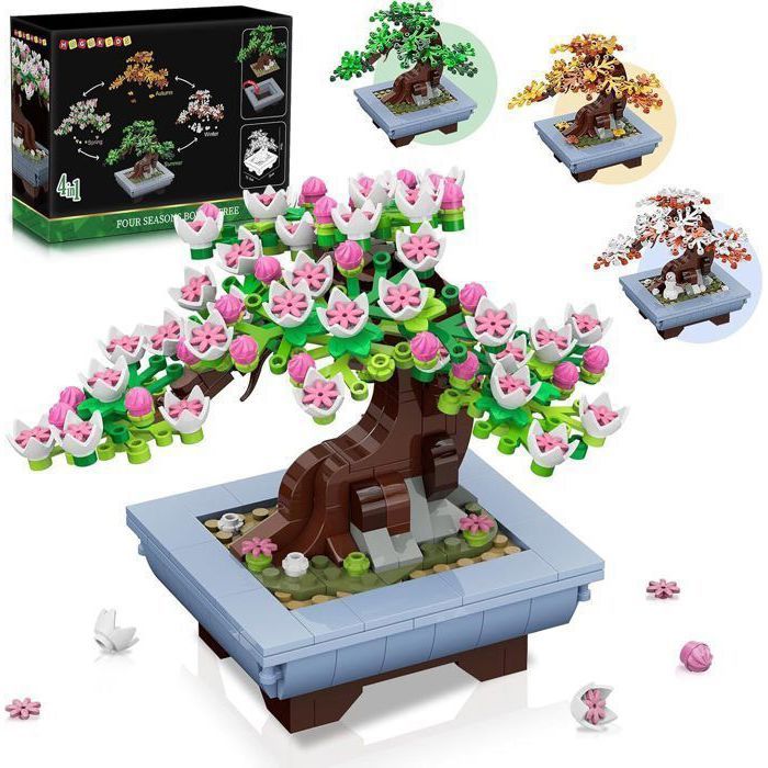 Kit de construction bonsaï - HOGOKIDS - Bonsaï 584 pièces - 4 en 1 (4 saisons) - Intérieur - Dès 6 ans