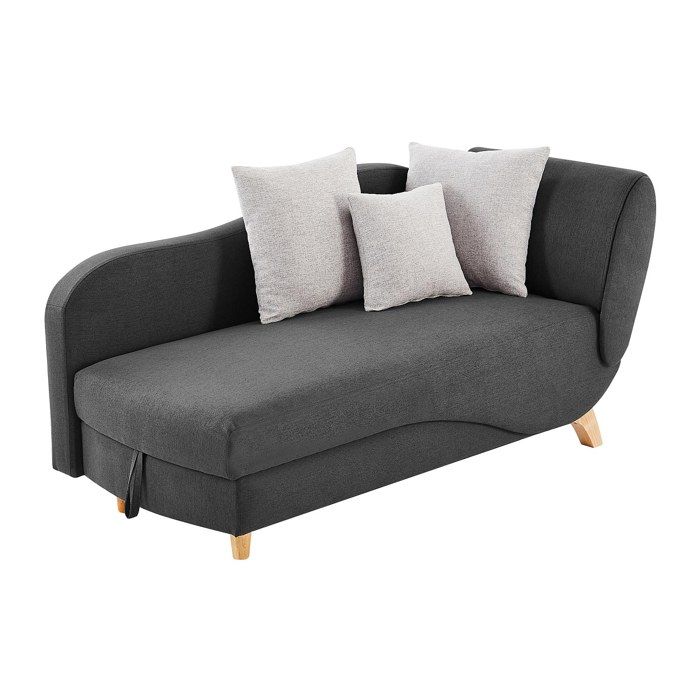 Méridienne gauche convertible en tissu anthracite avec coffre de rangement PENELOPE Méridienne gauche convertible en tissu anthracite avec coffre de rangement PENELOPE