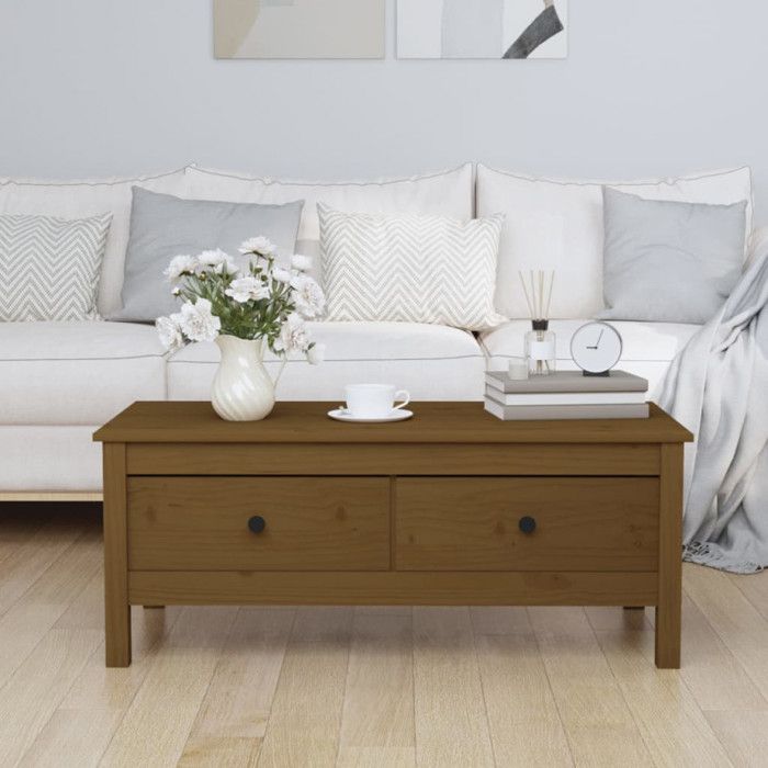 vidaXL Table basse Marron miel 100x50x40 cm Bois massif de pin 814607
