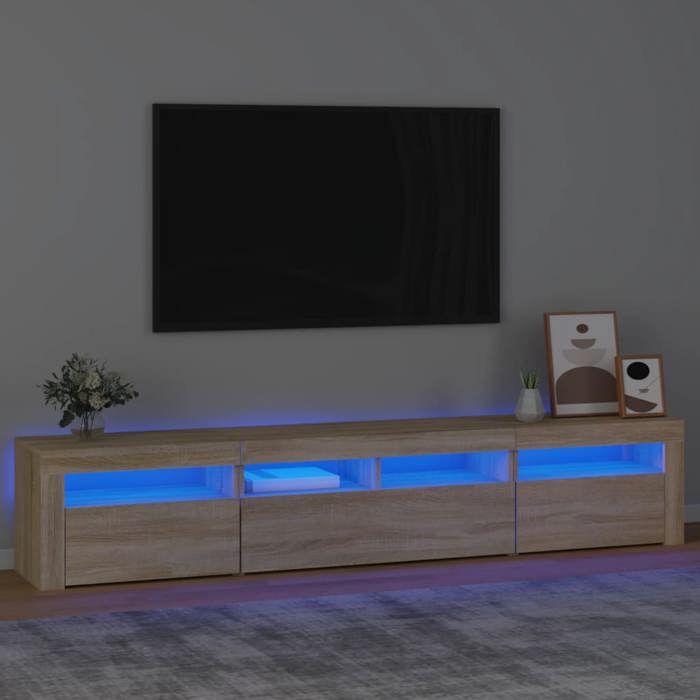vidaXL Meuble TV avec Lumières LED Centre de Divertissement Rangement Meuble Média Meuble de Salon Salle de Séjour Maison 3152732