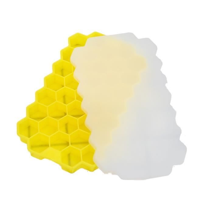Bac à Glaçons En Silicone Forme Nid D'abeille - Lot De 2, Avec Couvercle, Sans BPA - Pour Glaçons, Aliments Bébé, Gelée