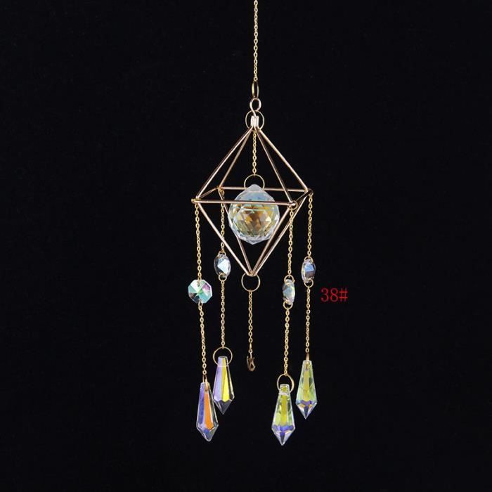 Pendentif Prisme Attrape-Soleil Cristal Coloré - Décoration Lumineuse Pour Fenêtre Et Jardin