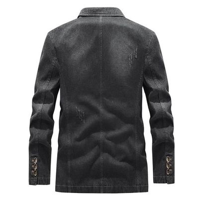 Veste En Jean Homme Mi Saison Manches Longues Casual Veste Col Tailleur Couleur Unie Pour Printemps Et Automne Bleu fonce Cdiscount Pret a Porter