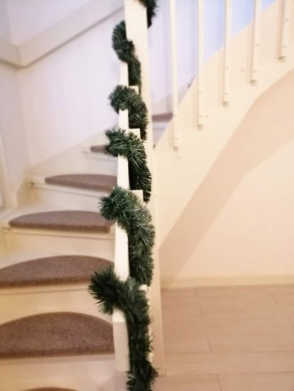 Guirlande Sapin De Noël 15 Mètres – Verte, PVC, Pour Décorer Escalier, Cheminée, Porte Intérieur/extérieur