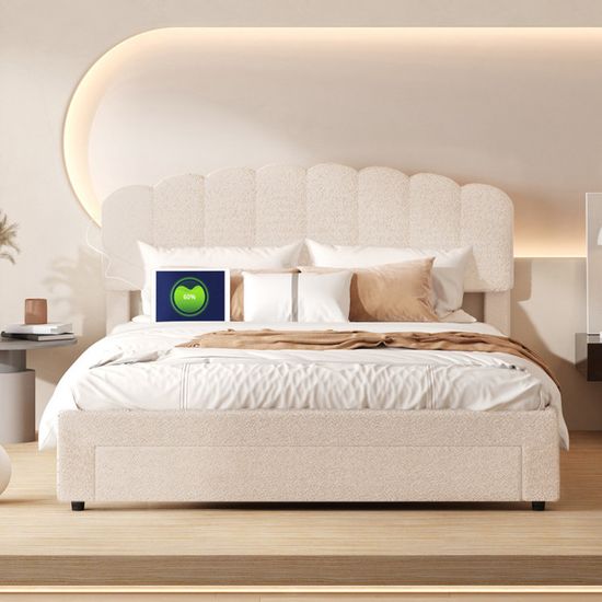 Canapé-lit D'angle 140x200cm Velours Nounours - Avec LED, Ports USB/Type-C - Sommier à Lattes - Pour Ado, Chambre D'amis