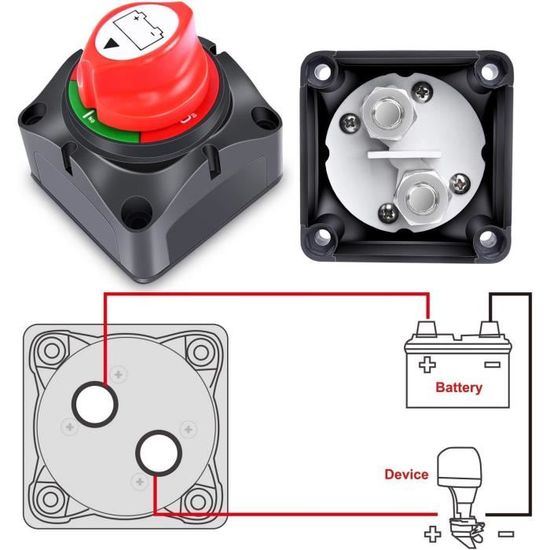Lot De 2 Interrupteurs De Coupure Batterie 275A - 12V/24V/48V - Pour Bateau, Voiture, Camping-car, UTV - 2