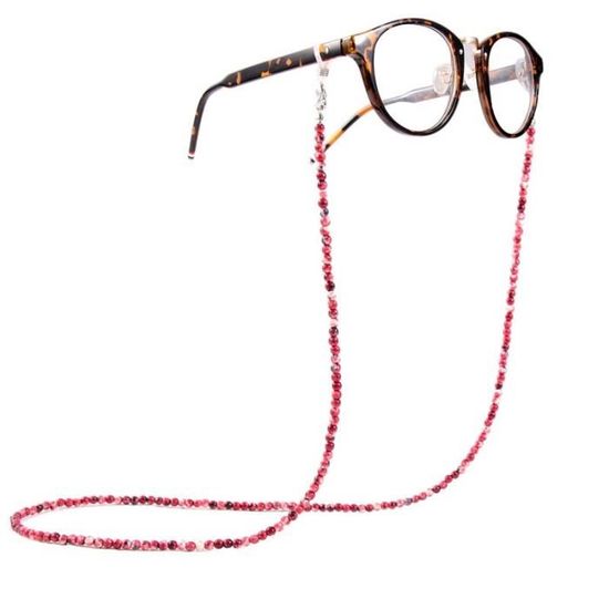 Chaînes De Lunettes En Perles 2 Pièces - Longueur 71 Cm, Couleurs Ambre Et Bleu Mer, Antidérapantes