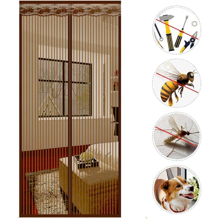 Moustiquaire Porte Magnétique - 100x220cm - Anti-insectes - Installation Facile - Adaptée à Tous Types De Portes - Maison