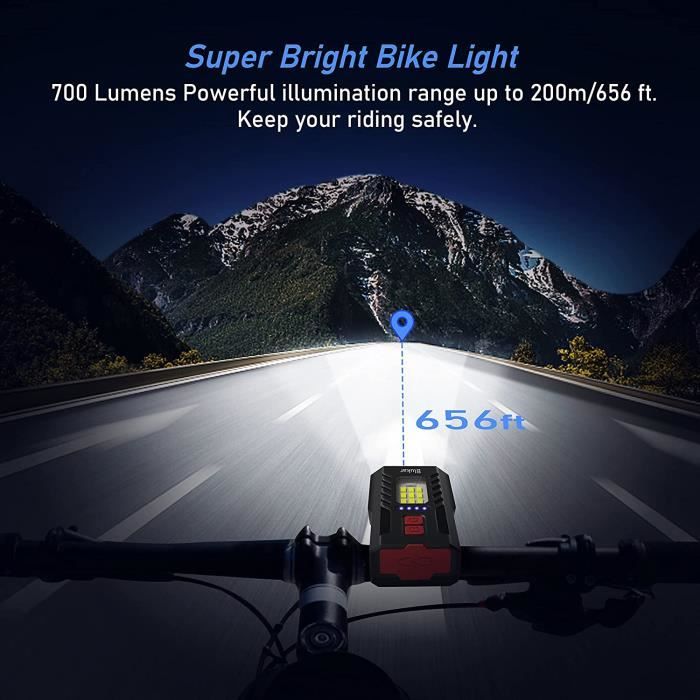 Lumière Vélo LED Puissantes,Éclairage Vélo Avant et Arrière USB  Rechargeable,Étanche Lampe Velo Avant,avec Sonnette Vélo,Multi[21] -  Cdiscount Sport