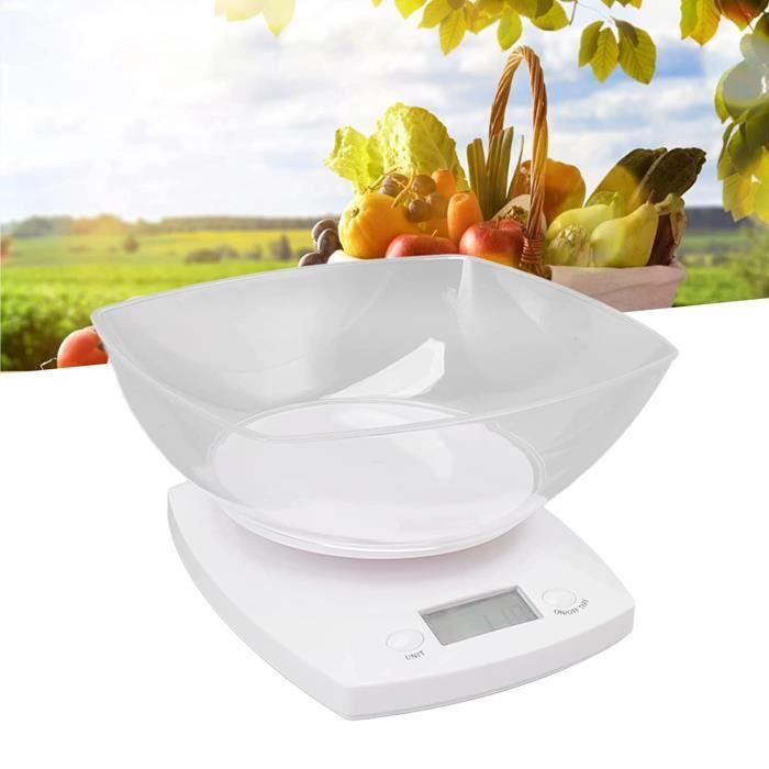 Balance de cuisine avec bol 5KG LCD numérique Balance culinaire  électronique - Blanc - Cdiscount Electroménager