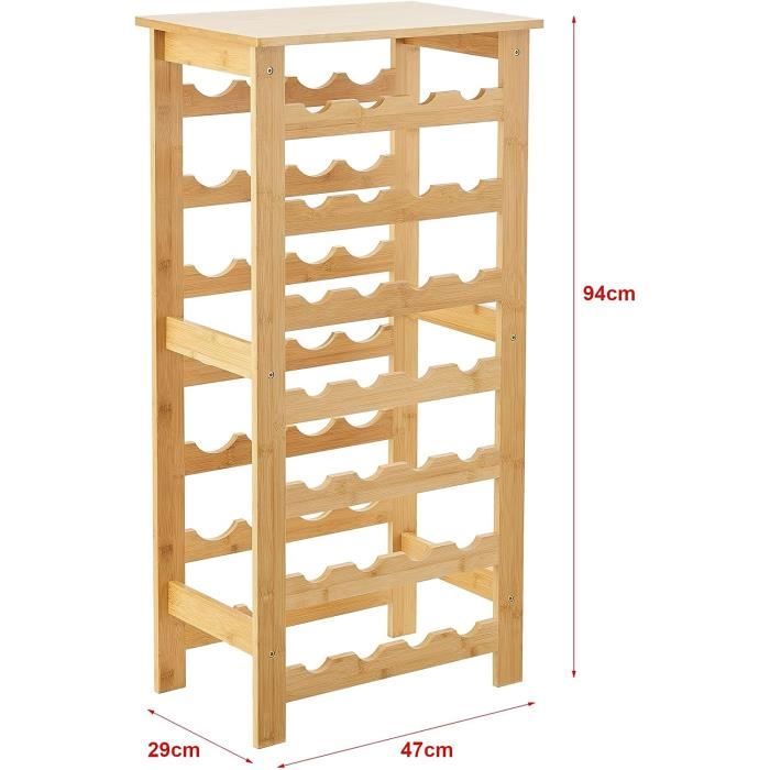 HOMFME Étagère à Bouteilles En Bambou 3 Niveaux - Range 18 Bouteilles De Vin 62x24x38 Cm