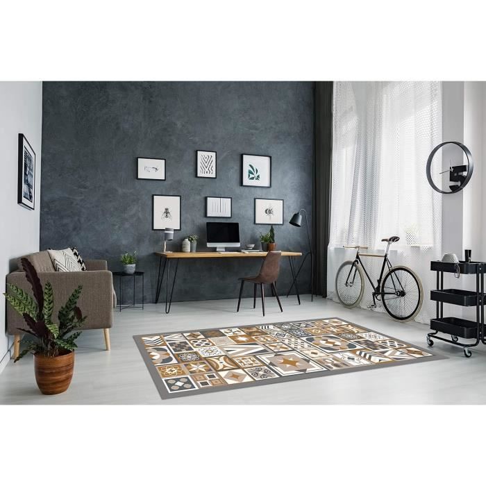 Tapis De Cuisine CREARREDA 120x50cm - Vinyle Antidérapant - Lavable - Fabriqué En Italie - Orange