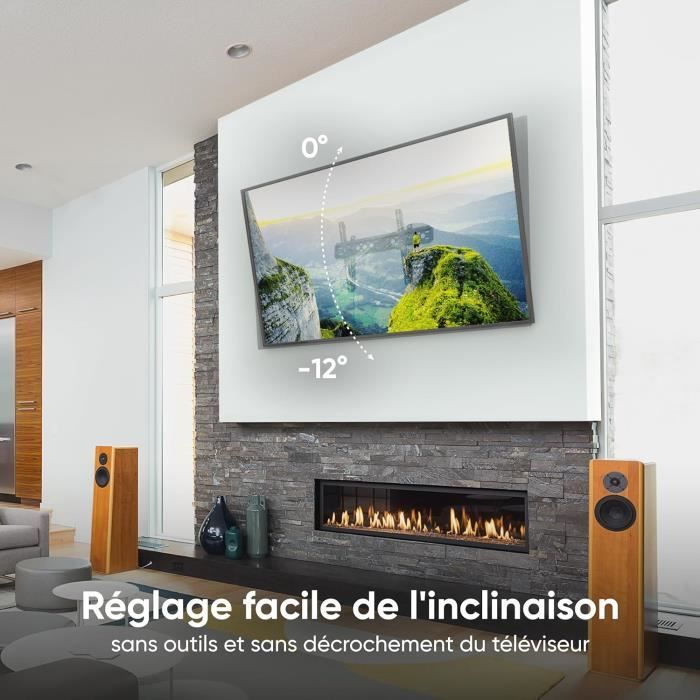 ONKRON Support Mural TV Fixe Pour Écrans 55 à 100 Pouces | Jusqu'à 75kg | Compatible VESA 800x600 | Installation Extra Plate
