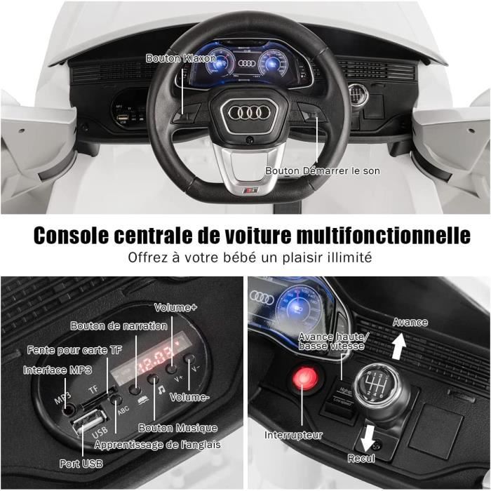 COSTWAY Audi Voiture Électrique 12 V pour Enfants 2 Moteurs, Vitesse Max 5  km/h，Télécommande