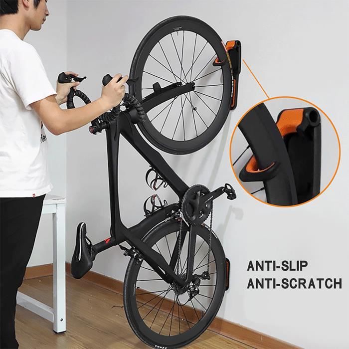 Relaxdays Porte-vélo mural pliable crochet Charge à 50 Kg Range-vélo garage  cave 2 vélos, noir